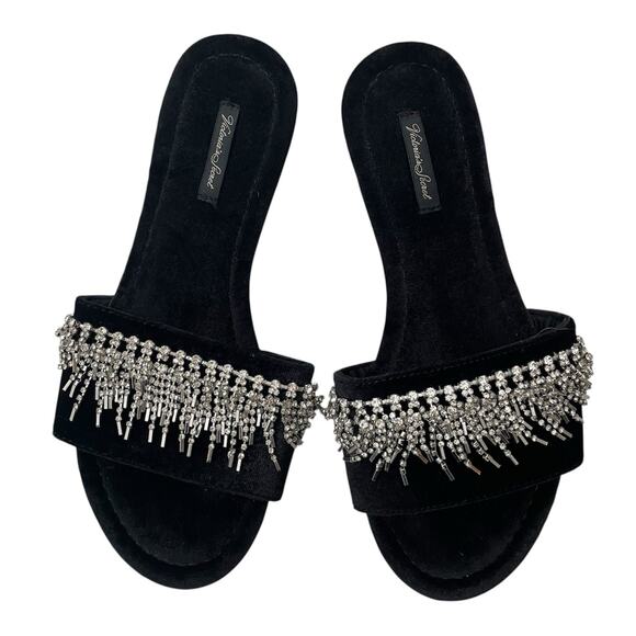 Victoria's Secret Shoes - Victorias Secret Bling Velvet Slides Slippers Flip Flips Rhinestone Med fits 8-9
